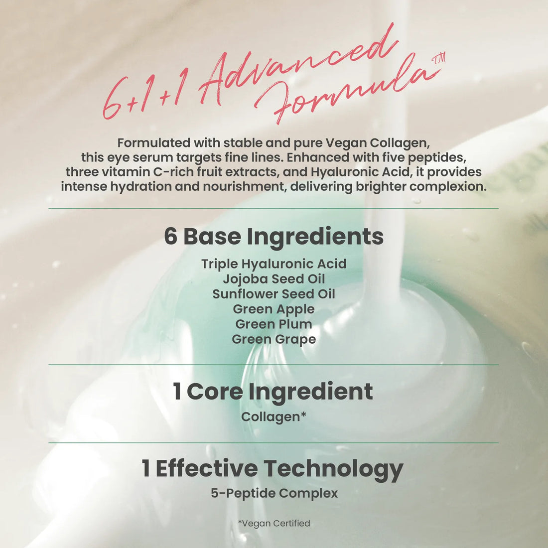 Vegan Collagen Eye Serum – Target Wrinkles, Puffiness &amp; Dark Circles